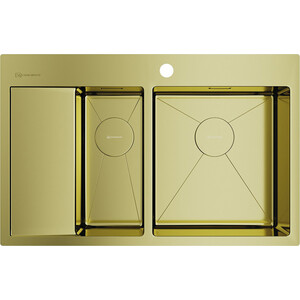 Кухонная мойка Omoikiri Akisame 78-2 LG-R светлое золото (4973088) пневматическая кнопка omoikiri sw 01 lg для измельчителя светлое золото 4996042