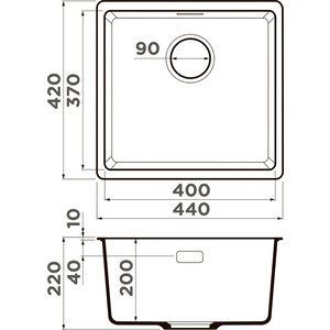 Кухонная мойка Omoikiri Kata 44-U BL с клапаном-автомат, черная (4993403, 4956164)