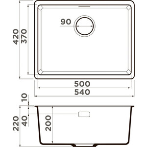 Кухонная мойка Omoikiri Kata 54-U BL черная (4993410)