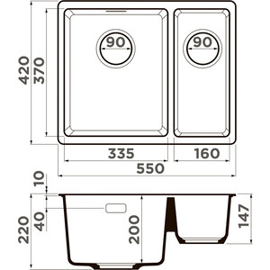 Кухонная мойка Omoikiri Kata 55-2-U BE ваниль (4993387)