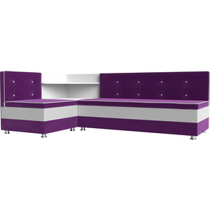 Кухонный диван АртМебель Милан микровельвет фиолетовый-белый левый детский диван артмебель найс микровельвет фиолетовый