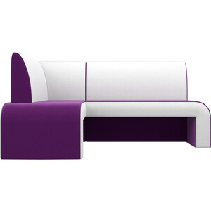 Кухонный диван АртМебель Кармен микровельвет фиолетовый/белый левый
