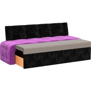 Кухонный диван Мебелико Люксор микровельвет (фиолетово/черный)