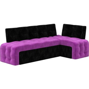 Кухонный угловой диван Мебелико Люксор микровельвет (фиолетово/черный) угол правый