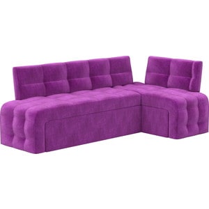 Кухонный угловой диван Мебелико Люксор микровельвет (фиолетовый) угол правый