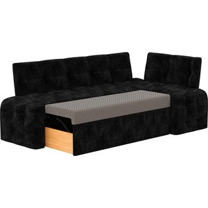 Кухонный угловой диван Мебелико Люксор микровельвет (черный) угол правый