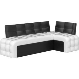 Кухонный угловой диван Мебелико Люксор эко-кожа (бело/черный) угол правый диван угловой мебелико комфорт эко кожа бежево коричн правый