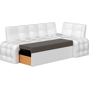 Кухонный угловой диван Мебелико Люксор эко-кожа (белый) угол правый