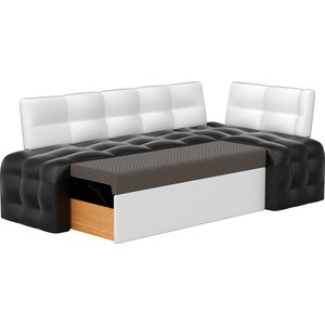 Кухонный угловой диван Мебелико Люксор эко-кожа (черно/белый) угол правый