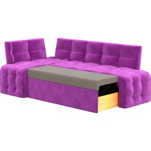 Кухонный угловой диван Мебелико Люксор микровельвет (фиолетовый) угол левый