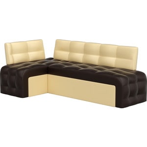 Кухонный угловой диван Мебелико Люксор эко-кожа (коричнево/бежевый) угол левый угловой диван мебелико сенатор п рогожка бежевый серый
