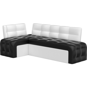 Кухонный угловой диван Мебелико Люксор эко-кожа (черно/белый) угол левый кухонный уголок мебелико уют 2 эко кожа черно белый левый