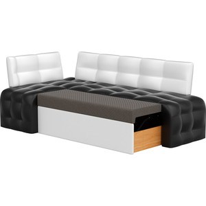 Кухонный угловой диван Мебелико Люксор эко-кожа (черно/белый) угол левый