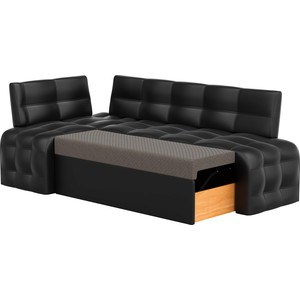 Кухонный угловой диван Мебелико Люксор эко-кожа (черный) угол левый