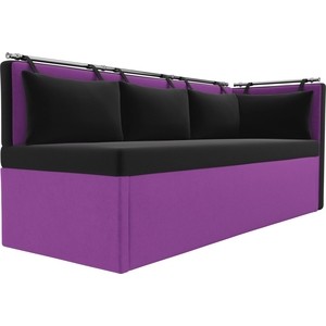 Кухонный угловой диван АртМебель Метро микровельвет черно-фиолетовый угол правый