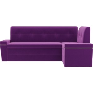 Кухонный угловой диван АртМебель Деметра микровельвет (фиолетовый) правый угол
