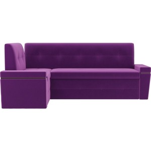 Кухонный угловой диван АртМебель Деметра микровельвет (фиолетовый) левый угол