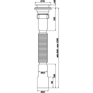 Сифон для кухонной мойки АНИ пласт с решеткой D70, гофрированный D40/50 (G116)