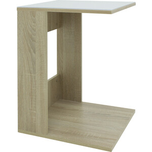 Стол журнальный Мебелик BeautyStyle 3 сонома, стекло белое (П0001742) woodville журнальный столик round