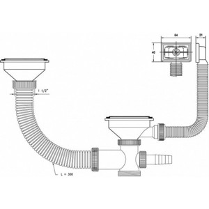Слив для кухонной мойки IDDIS на две чаши, с решетками D114 и переливом (021UPS0i84)