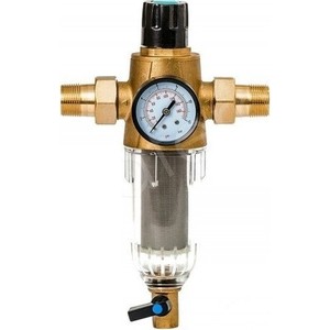 Фильтр предварительной очистки Гейзер Бастион 7508075233 (3/4 для холодной воды, с регулятором давления, с манометром d60) (32680) фильтр воздушный eco с регулятором давления 1 4 au 01 14