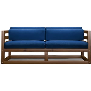 Диван Arsko Магнус Мини орех-синий вельвет прямой диван мебелик вега 10 ткань бирюза каркас орех п0005650