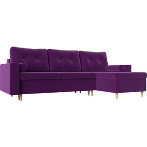 Угловой диван АртМебель Белфаст микровельвет фиолетовый правый угол ткань 1 м п вилен 280 см фиолетовый