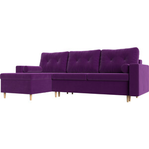 Угловой диван АртМебель Белфаст микровельвет фиолетовый левый угол ткань 1 м п pharell репс 295 см фиолетовый