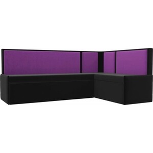 Кухонный угловой диван АртМебель Кристина микровельвет черно/фиолетовый правый кровать артмебель принцесса микровельвет фиолетовый