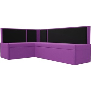 Кухонный угловой диван АртМебель Кристина микровельвет фиолетово/черный левый