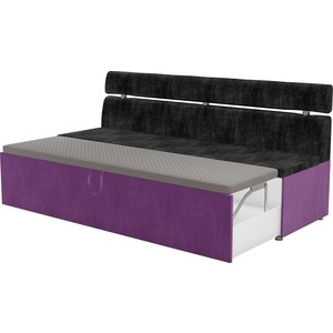 Кухонный диван Мебелико Классик микровельвет черно/фиолетовый