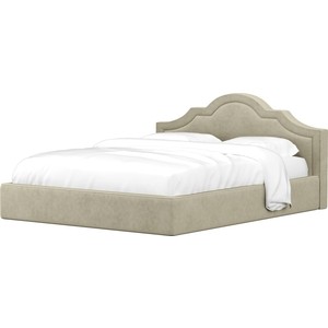 Кровать Мебелико Афина микровельвет бежевый кровать двуспальная мебелико герда микровельвет