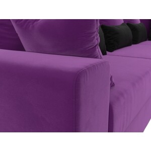 Угловой диван АртМебель Майами Long микровельвет фиолетовый фиолетово/черный правый угол