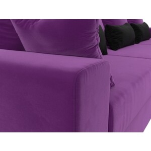 Диван-еврокнижка Мебелико Майами Long микровельвет фиолетовый фиолетовый/черный