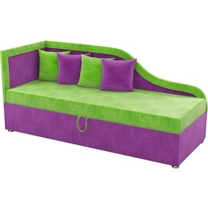 Детский диван Мебелико Дюна микровельвет зелено-фиолетовый левый угол