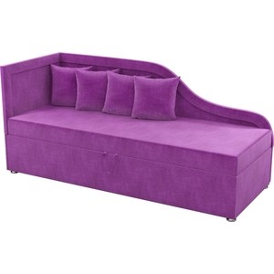 Детский диван Мебелико Дюна микровельвет фиолетовый левый угол