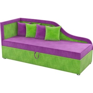 Детский диван Мебелико Дюна микровельвет фиолетово-зеленый левый угол