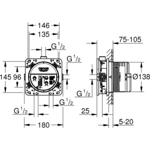 Термостат для душа Grohe Grohtherm Cube с механизмом (24153DC0, 35600000)