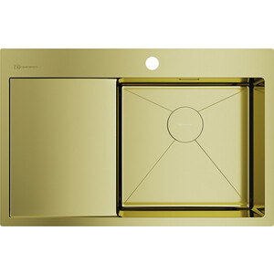 Кухонная мойка Omoikiri Akisame 78 LG-R светлое золото (4973086) сифон для кухонной мойки omoikiri wk 2c lg с прямоугольными переливами светлое золото 4956497