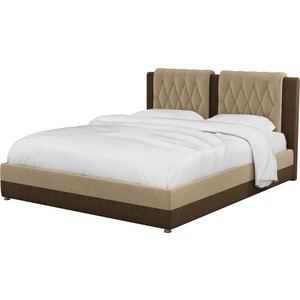Интерьерная кровать АртМебель Камилла микровельвет бежево-коричневый кровать артмебель афина микровельвет коричневый