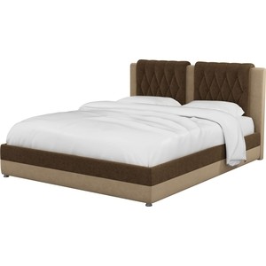 Интерьерная кровать АртМебель Камилла микровельвет коричнево-бежевый кровать мебелико сицилия эко кожа бежевый