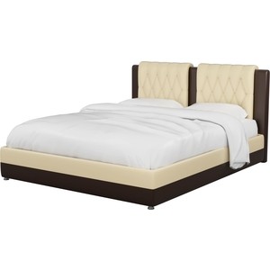 Интерьерная кровать АртМебель Камилла эко-кожа бежево-коричневый кровать мебелико кариба эко кожа коричневый