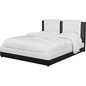 Интерьерная кровать Мебелико Камилла эко-кожа бело-черный кровать двуспальная мебелико герда микровельвет беж