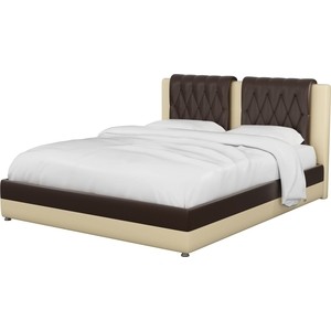 Интерьерная кровать Мебелико Камилла эко-кожа коричнево-бежевый кровать двуспальная мебелико герда экокожа коричневая