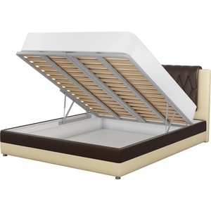 Интерьерная кровать АртМебель Камилла эко-кожа коричнево-бежевый