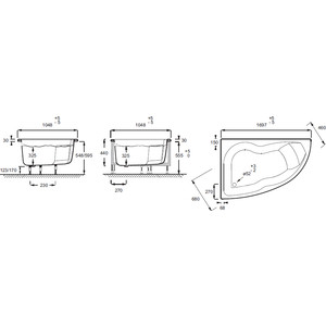 Акриловая ванна Jacob Delafon Micromega Duo 170x105 асимметричная левая, на каркасе (E60221RU-00, SF219RU-NF)