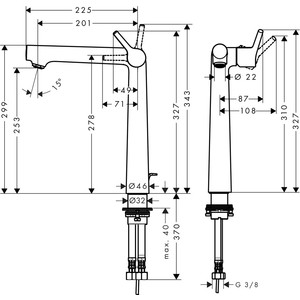 Смеситель для раковины Hansgrohe Talis S высокий, с донным клапаном, хром (72115000)