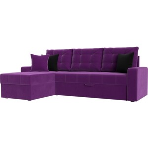 Угловой диван АртМебель Ливерпуль микровельвет фиолетовый левый угол кресло артмебель торин микровельвет фиолетовый