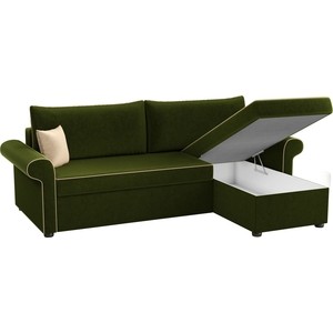Угловой диван Мебелико Милфорд микровельвет зеленый правый угол
