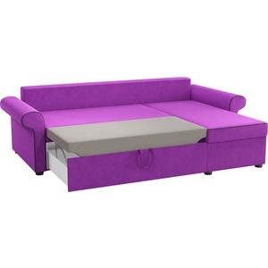 Угловой диван Мебелико Милфорд микровельвет фиолетово-черный правый угол